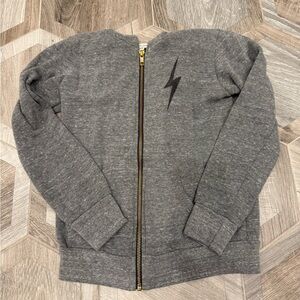 Aviator Nation Gray Hoodie with Black Lightning Bolt